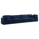  Manufacturer Color_Navy -- Serene 158" Navy Linen Textured Fabric Upholstered Deluxe Comfort 4 pc Modular Sofa IMAGE 1
