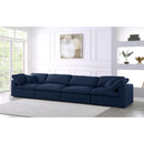  Manufacturer Color_Navy -- Serene 158" Navy Linen Textured Fabric Upholstered Deluxe Comfort 4 pc Modular Sofa IMAGE 2