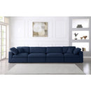  Manufacturer Color_Navy -- Serene 158" Navy Linen Textured Fabric Upholstered Deluxe Comfort 4 pc Modular Sofa IMAGE 3