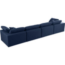  Manufacturer Color_Navy -- Serene 158" Navy Linen Textured Fabric Upholstered Deluxe Comfort 4 pc Modular Sofa IMAGE 4
