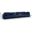  Manufacturer Color_Navy -- Serene 158" Navy Linen Textured Fabric Upholstered Deluxe Comfort 4 pc Modular Sofa IMAGE 8