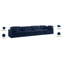  Manufacturer Color_Navy -- Serene 158" Navy Linen Textured Fabric Upholstered Deluxe Comfort 4 pc Modular Sofa IMAGE 9