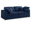  Manufacturer Color_Navy -- Serene 80" Navy Linen Textured Fabric Upholstered Deluxe Comfort 2 pc Modular Sofa IMAGE 1