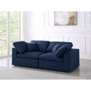  Manufacturer Color_Navy -- Serene 80" Navy Linen Textured Fabric Upholstered Deluxe Comfort 2 pc Modular Sofa IMAGE 2