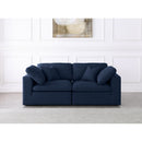  Manufacturer Color_Navy -- Serene 80" Navy Linen Textured Fabric Upholstered Deluxe Comfort 2 pc Modular Sofa IMAGE 3