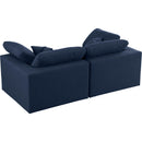  Manufacturer Color_Navy -- Serene 80" Navy Linen Textured Fabric Upholstered Deluxe Comfort 2 pc Modular Sofa IMAGE 4