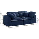 Manufacturer Color_Navy -- Serene 80" Navy Linen Textured Fabric Upholstered Deluxe Comfort 2 pc Modular Sofa IMAGE 8