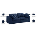  Manufacturer Color_Navy -- Serene 80" Navy Linen Textured Fabric Upholstered Deluxe Comfort 2 pc Modular Sofa IMAGE 9