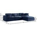  Manufacturer Color_Navy -- Serene 119" Navy Linen Textured Fabric Upholstered Deluxe Comfort 4 pc Modular Sectional IMAGE 12