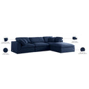 Manufacturer Color_Navy -- Serene 119" Navy Linen Textured Fabric Upholstered Deluxe Comfort 4 pc Modular Sectional IMAGE 13