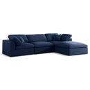  Manufacturer Color_Navy -- Serene 119" Navy Linen Textured Fabric Upholstered Deluxe Comfort 4 pc Modular Sectional IMAGE 1