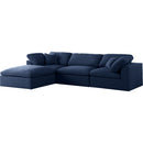  Manufacturer Color_Navy -- Serene 119" Navy Linen Textured Fabric Upholstered Deluxe Comfort 4 pc Modular Sectional IMAGE 2
