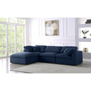  Manufacturer Color_Navy -- Serene 119" Navy Linen Textured Fabric Upholstered Deluxe Comfort 4 pc Modular Sectional IMAGE 3