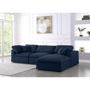 Manufacturer Color_Navy -- Serene 119" Navy Linen Textured Fabric Upholstered Deluxe Comfort 4 pc Modular Sectional IMAGE 4