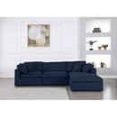  Manufacturer Color_Navy -- Serene 119" Navy Linen Textured Fabric Upholstered Deluxe Comfort 4 pc Modular Sectional IMAGE 5