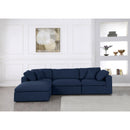  Manufacturer Color_Navy -- Serene 119" Navy Linen Textured Fabric Upholstered Deluxe Comfort 4 pc Modular Sectional IMAGE 6