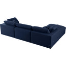  Manufacturer Color_Navy -- Serene 119" Navy Linen Textured Fabric Upholstered Deluxe Comfort 4 pc Modular Sectional IMAGE 7