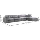  Manufacturer Color_Grey -- Serene 158" Grey Linen Textured Fabric Upholstered Deluxe Comfort 5 pc Modular Sectional IMAGE 12