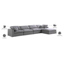  Manufacturer Color_Grey -- Serene 158" Grey Linen Textured Fabric Upholstered Deluxe Comfort 5 pc Modular Sectional IMAGE 13