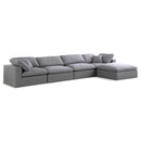 Manufacturer Color_Grey -- Serene 158" Grey Linen Textured Fabric Upholstered Deluxe Comfort 5 pc Modular Sectional IMAGE 1