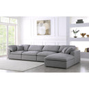  Manufacturer Color_Grey -- Serene 158" Grey Linen Textured Fabric Upholstered Deluxe Comfort 5 pc Modular Sectional IMAGE 4