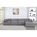  Manufacturer Color_Grey -- Serene 158" Grey Linen Textured Fabric Upholstered Deluxe Comfort 5 pc Modular Sectional IMAGE 5