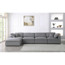  Manufacturer Color_Grey -- Serene 158" Grey Linen Textured Fabric Upholstered Deluxe Comfort 5 pc Modular Sectional IMAGE 6