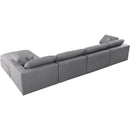  Manufacturer Color_Grey -- Serene 158" Grey Linen Textured Fabric Upholstered Deluxe Comfort 5 pc Modular Sectional IMAGE 7