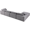 Manufacturer Color_Grey -- Serene 158" Grey Linen Textured Fabric Upholstered Deluxe Comfort 5 pc Modular Sectional IMAGE 8
