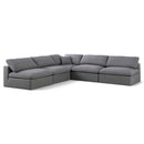  Manufacturer Color_Grey -- Serene 118" Grey Linen Textured Fabric Upholstered Deluxe Comfort 5 pc Modular Sectional IMAGE 1