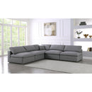  Manufacturer Color_Grey -- Serene 118" Grey Linen Textured Fabric Upholstered Deluxe Comfort 5 pc Modular Sectional IMAGE 2