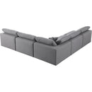  Manufacturer Color_Grey -- Serene 118" Grey Linen Textured Fabric Upholstered Deluxe Comfort 5 pc Modular Sectional IMAGE 3