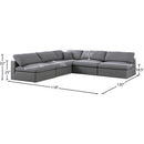  Manufacturer Color_Grey -- Serene 118" Grey Linen Textured Fabric Upholstered Deluxe Comfort 5 pc Modular Sectional IMAGE 5