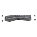  Manufacturer Color_Grey -- Serene 118" Grey Linen Textured Fabric Upholstered Deluxe Comfort 5 pc Modular Sectional IMAGE 6