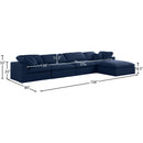  Manufacturer Color_Navy -- Serene 158" Navy Linen Textured Fabric Upholstered Deluxe Comfort 5 pc Modular Sectional IMAGE 11