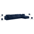  Manufacturer Color_Navy -- Serene 158" Navy Linen Textured Fabric Upholstered Deluxe Comfort 5 pc Modular Sectional IMAGE 12
