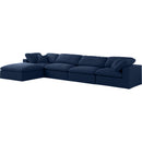  Manufacturer Color_Navy -- Serene 158" Navy Linen Textured Fabric Upholstered Deluxe Comfort 5 pc Modular Sectional IMAGE 2