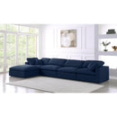  Manufacturer Color_Navy -- Serene 158" Navy Linen Textured Fabric Upholstered Deluxe Comfort 5 pc Modular Sectional IMAGE 3