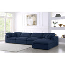 Manufacturer Color_Navy -- Serene 158" Navy Linen Textured Fabric Upholstered Deluxe Comfort 5 pc Modular Sectional IMAGE 4