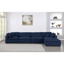  Manufacturer Color_Navy -- Serene 158" Navy Linen Textured Fabric Upholstered Deluxe Comfort 5 pc Modular Sectional IMAGE 5