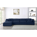  Manufacturer Color_Navy -- Serene 158" Navy Linen Textured Fabric Upholstered Deluxe Comfort 5 pc Modular Sectional IMAGE 6