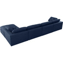  Manufacturer Color_Navy -- Serene 158" Navy Linen Textured Fabric Upholstered Deluxe Comfort 5 pc Modular Sectional IMAGE 7