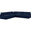  Manufacturer Color_Navy -- Serene 118" Navy Linen Textured Fabric Upholstered Deluxe Comfort 5 pc Modular Sectional IMAGE 1