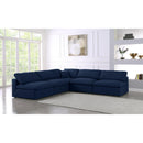  Manufacturer Color_Navy -- Serene 118" Navy Linen Textured Fabric Upholstered Deluxe Comfort 5 pc Modular Sectional IMAGE 2
