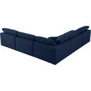  Manufacturer Color_Navy -- Serene 118" Navy Linen Textured Fabric Upholstered Deluxe Comfort 5 pc Modular Sectional IMAGE 3