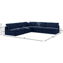  Manufacturer Color_Navy -- Serene 118" Navy Linen Textured Fabric Upholstered Deluxe Comfort 5 pc Modular Sectional IMAGE 5