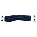  Manufacturer Color_Navy -- Serene 118" Navy Linen Textured Fabric Upholstered Deluxe Comfort 5 pc Modular Sectional IMAGE 6