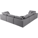 Manufacturer Color_Grey -- Serene 119" Grey Linen Textured Fabric Upholstered Deluxe Comfort 5 pc Modular Sectional IMAGE 3