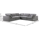  Manufacturer Color_Grey -- Serene 119" Grey Linen Textured Fabric Upholstered Deluxe Comfort 5 pc Modular Sectional IMAGE 7