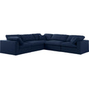 Manufacturer Color_Navy -- Serene 119" Navy Linen Textured Fabric Upholstered Deluxe Comfort 5 pc Modular Sectional IMAGE 1